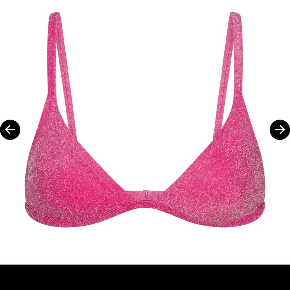 SKIMS Pink Sparkle Bikini Top